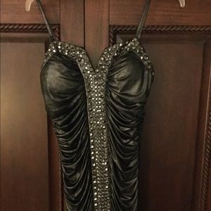 Bebe Black Metallic Dress with bling!